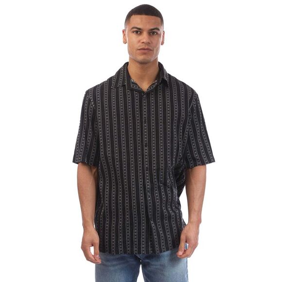 Off White Mens Arrow Stripes Bowling Shirt / Black